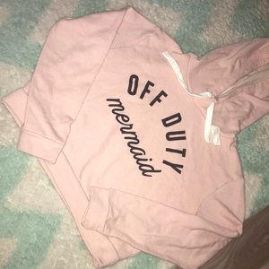 pink cropped hoodie// not too short just not long